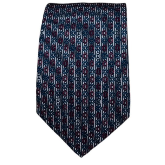 STEFANO RICCI VINTAGE Blue Geometric Silk Tie ITALY 57